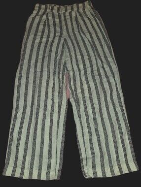 Striped Wide-Leg Women's Pants - Black & White